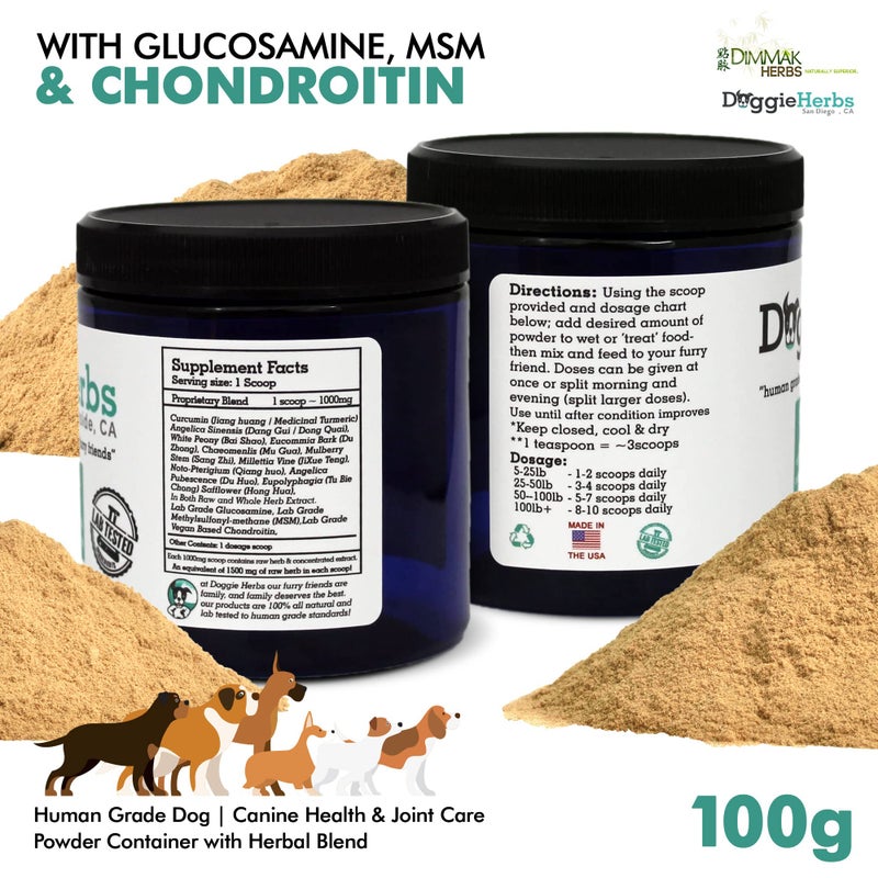 dimmak herbs Doggie Herbs Ruff Joints Powder- Advanced Hip & Joint Support for Dogs- Glucosamine, Devil's Claw & Meadowsweet- Mobility & Stiffness Supplement- Pure Active Formula, No Fillers- TCM Doctor Formulated - Image 2